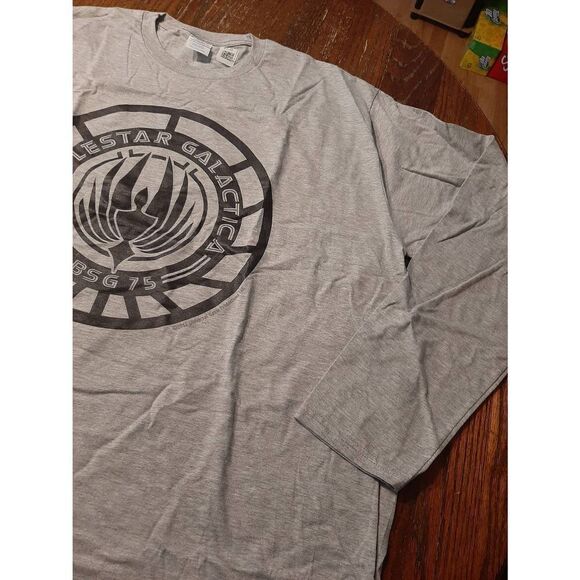 New 2XL Battlestar Galactica BSG75 Heather Grey Black Long Sleeve Tee T-Shirt - Picture 3 of 4